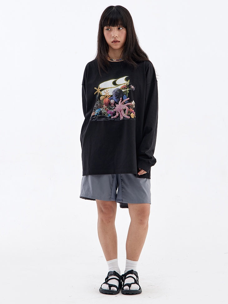 Aquarium Figure long-Sleeved Tops_N81868