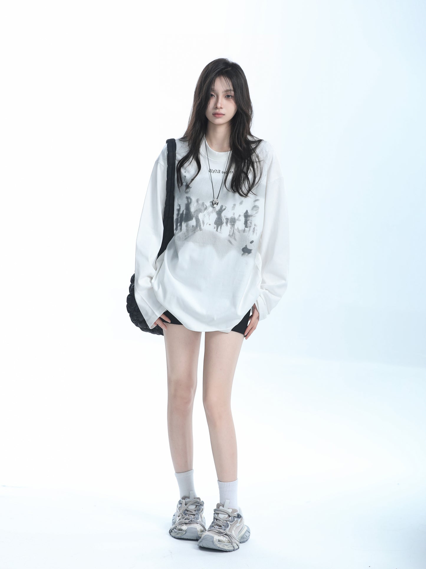 Oversize loose crewneck long sleeved T-shirt_N82067