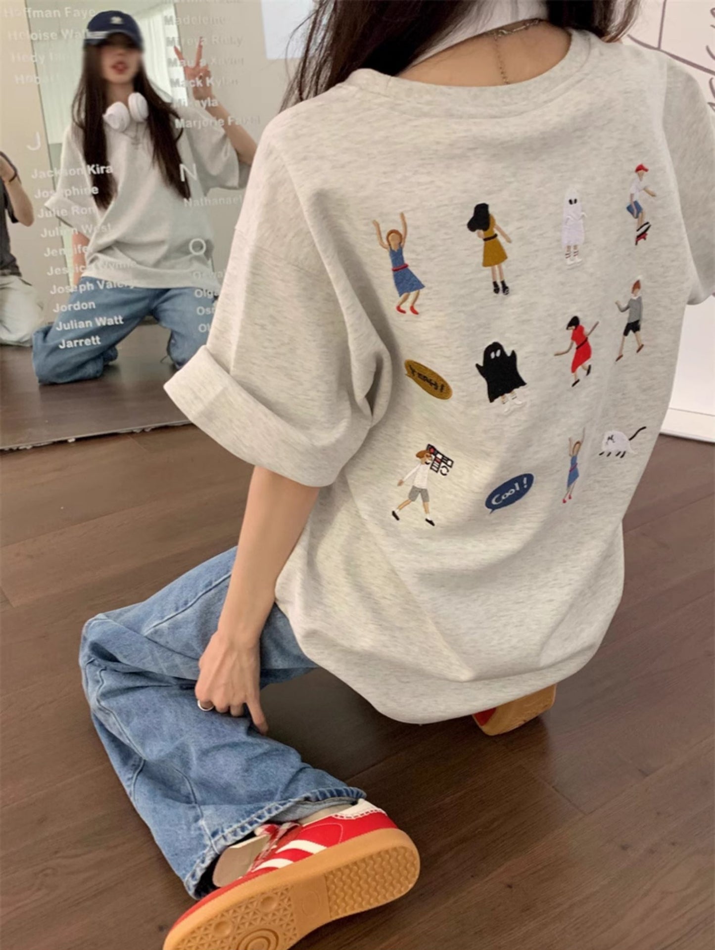 embroidery cartoon cotton short sleeve t-shirt_N81729