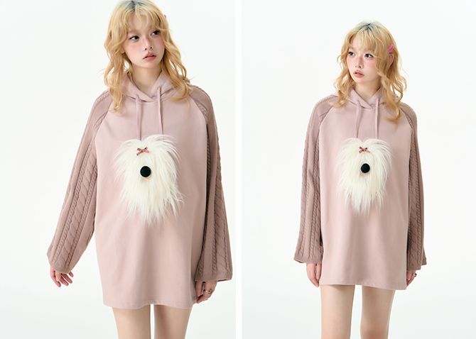 Puppy knitted hooded top and skirt