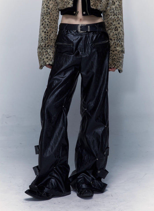 Rock Street Leather Wide-leg Pants