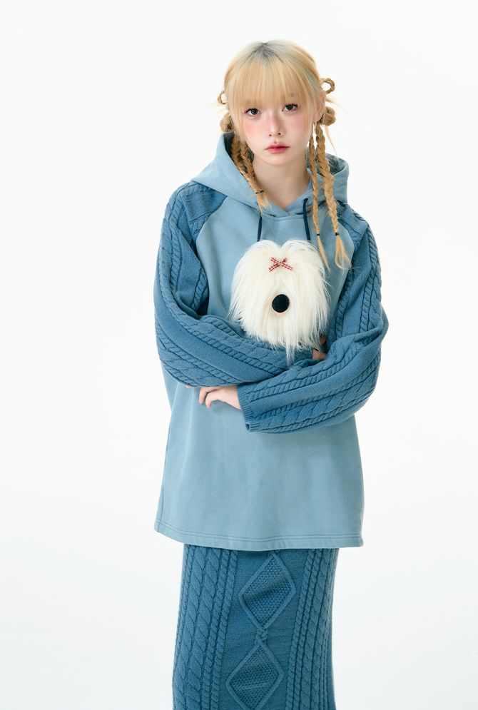 Puppy knitted hooded top and skirt