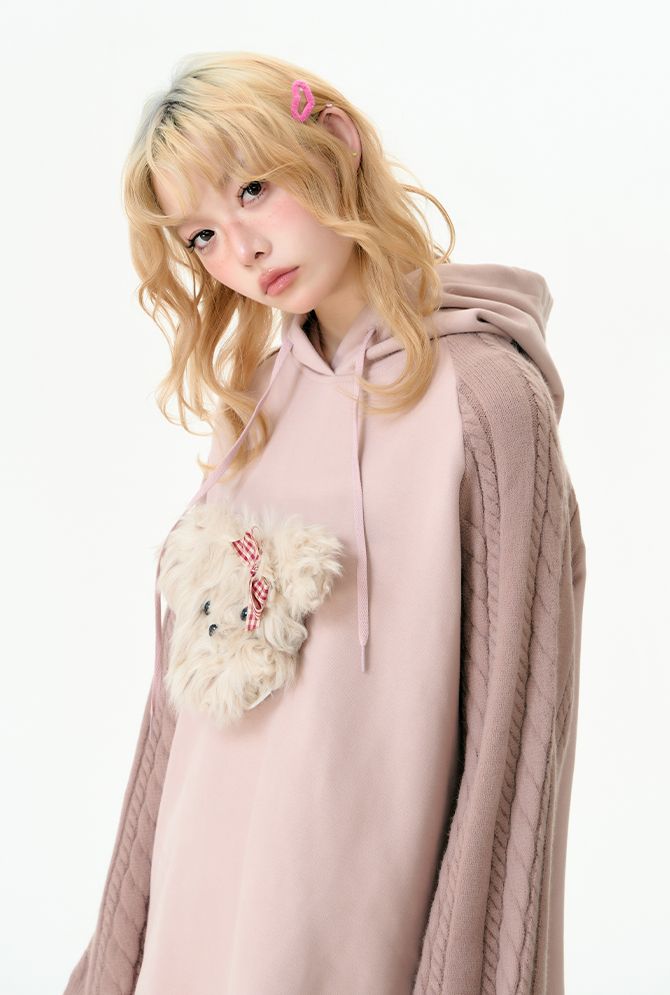 Puppy knitted hooded top and skirt