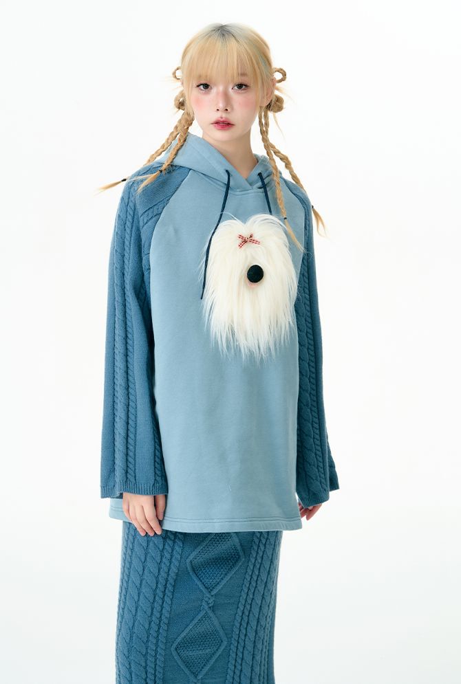 Puppy knitted hooded top and skirt