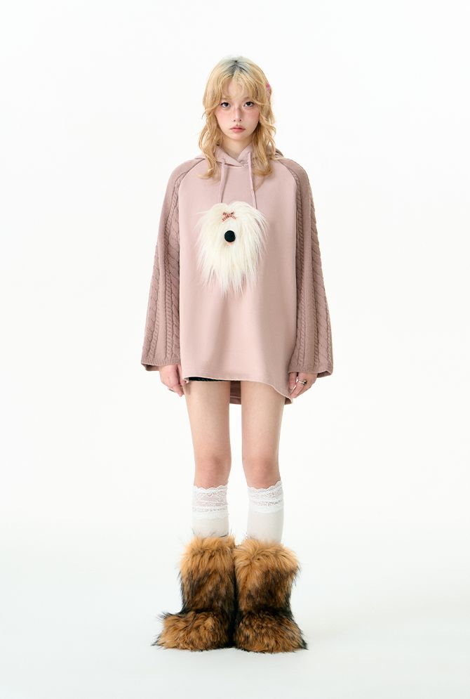 Puppy knitted hooded top and skirt