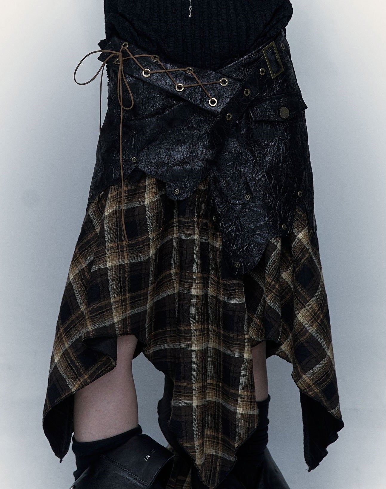 Retro rock street punk patchwork skirt