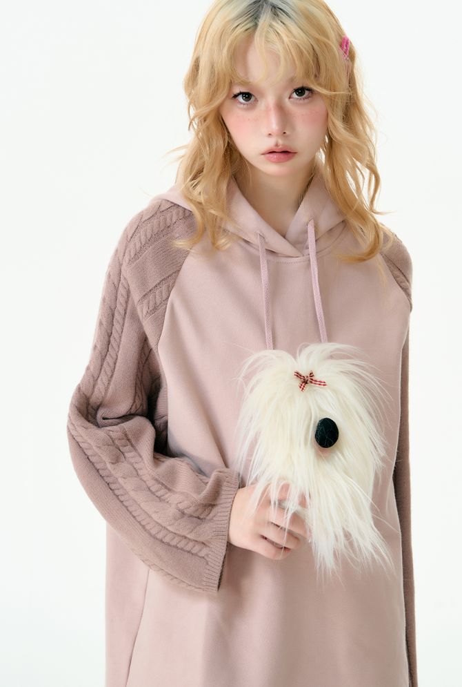 Puppy knitted hooded top and skirt