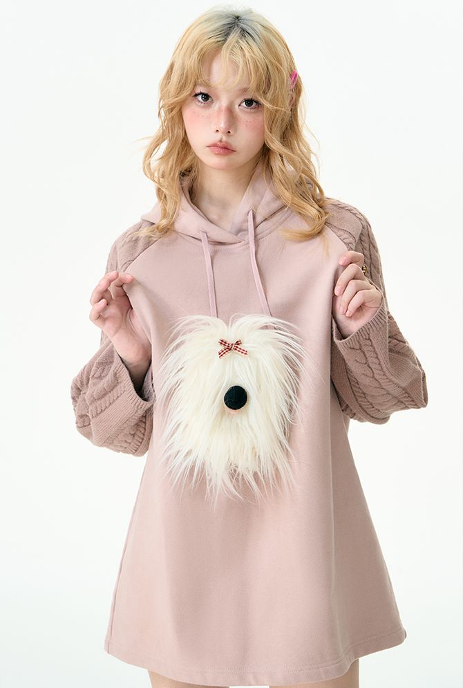 Puppy knitted hooded top and skirt