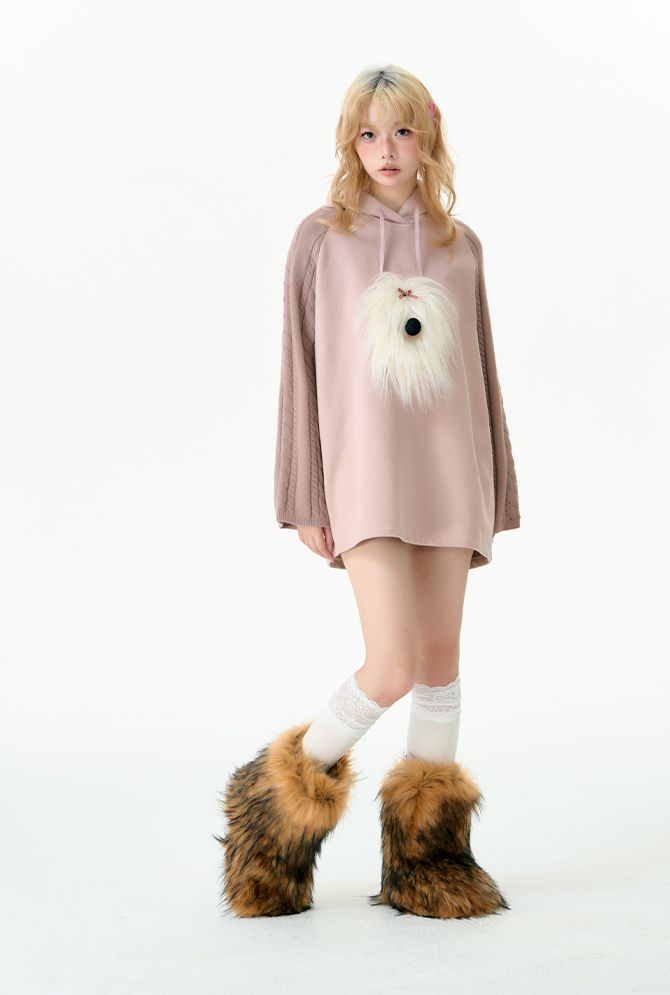 Puppy knitted hooded top and skirt