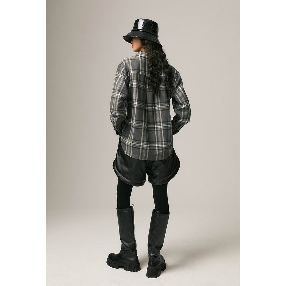 Retro plaid loose warm top