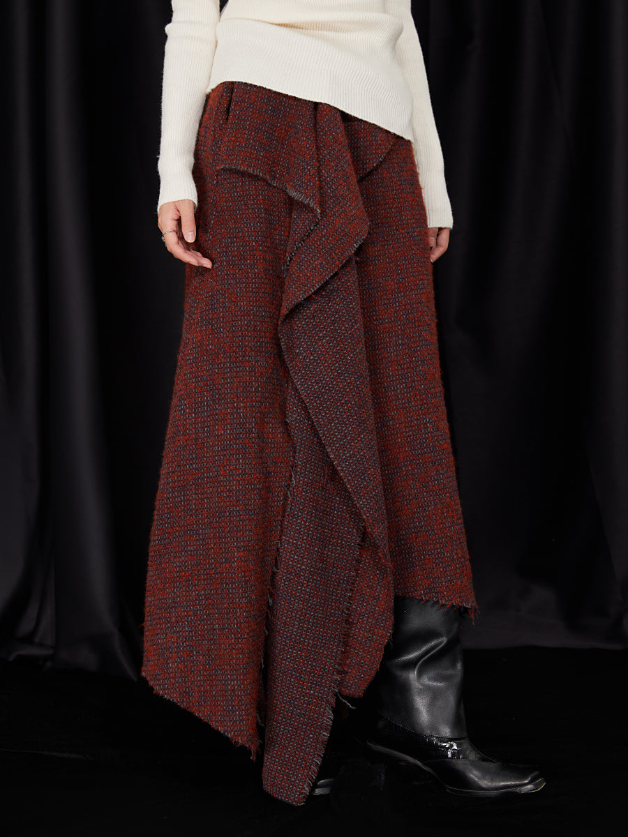 Jacquard irregular red skirt