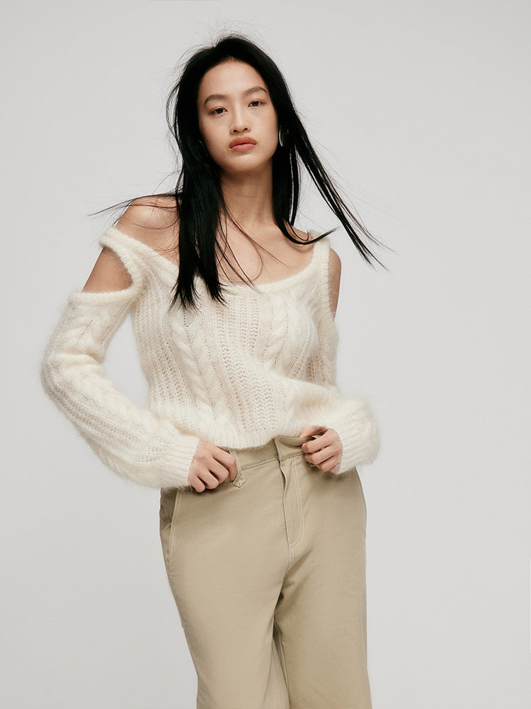 Mohair hazy natural hollow sweater