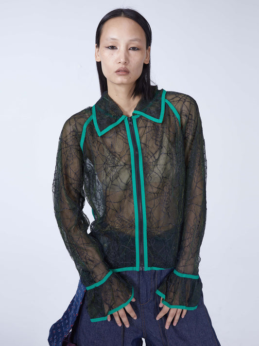 Double-layer spider web see-through shirt