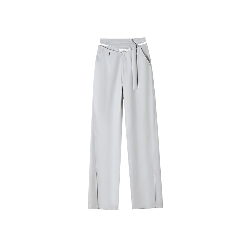 Waist tie straight pants