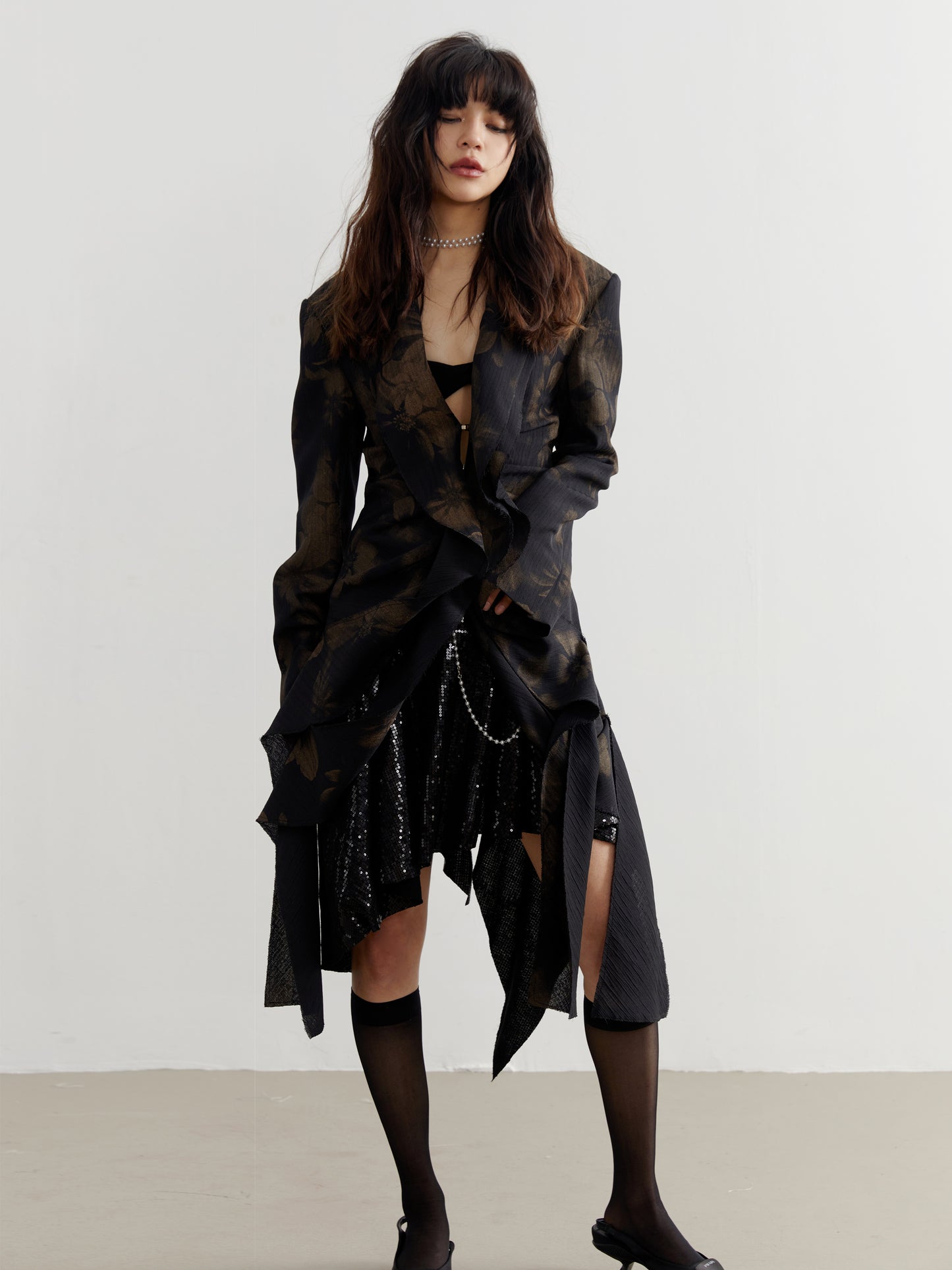 retro dark fairy style ruffle thin jacket