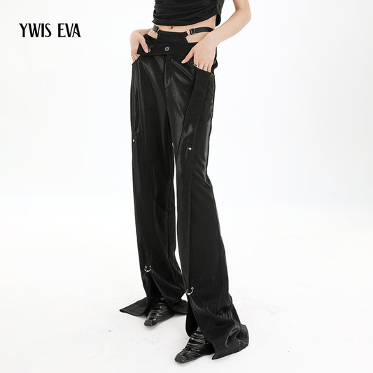 V-shaped waist split pants