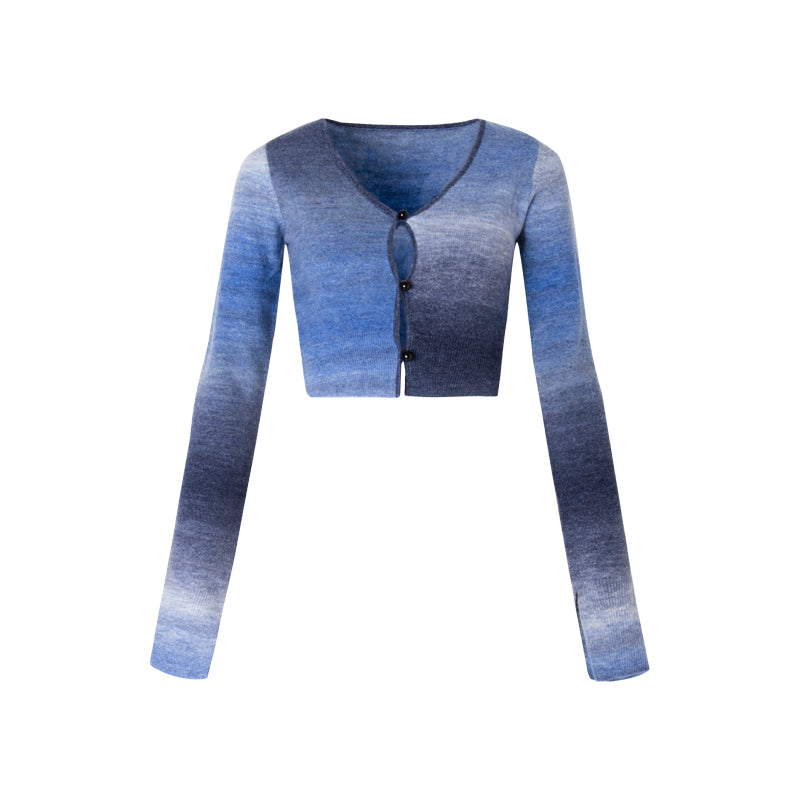 Blue Gradient V-Neck Top