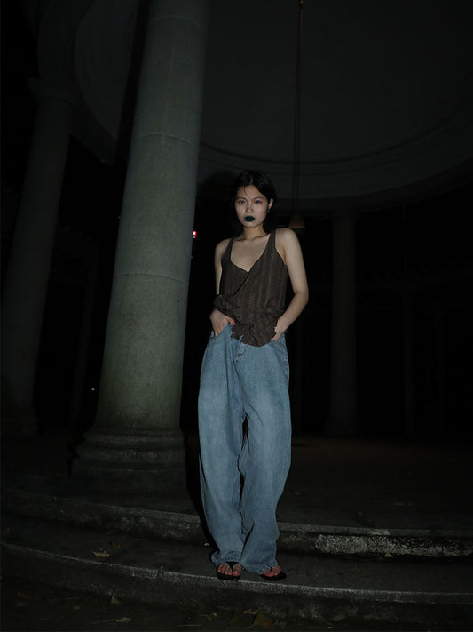 Loose low-waisted retro baggy pants