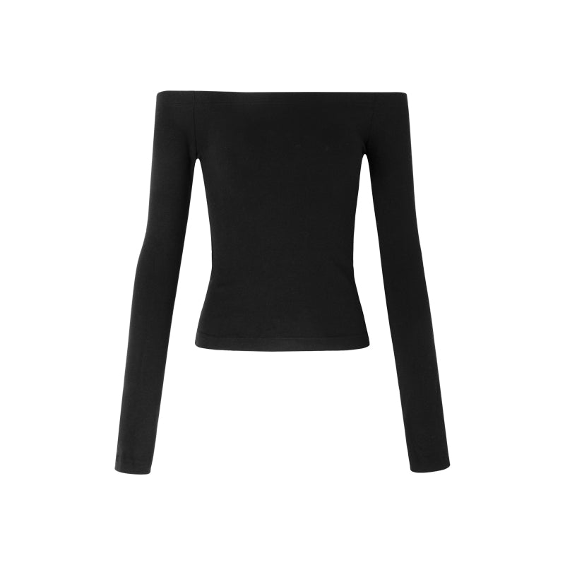 One-shoulder neckline elastic slim top