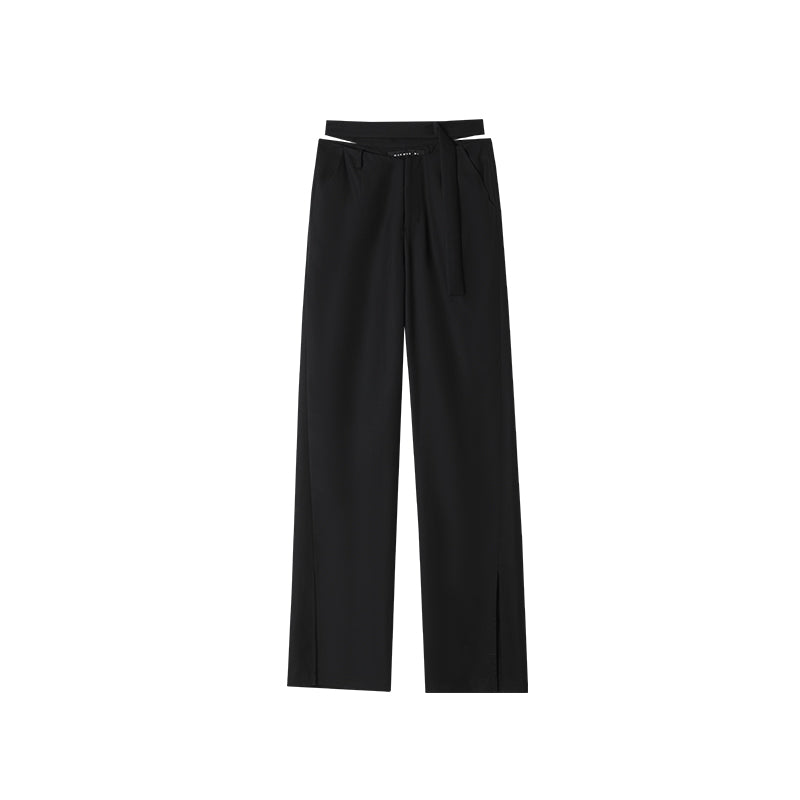 Waist tie straight pants