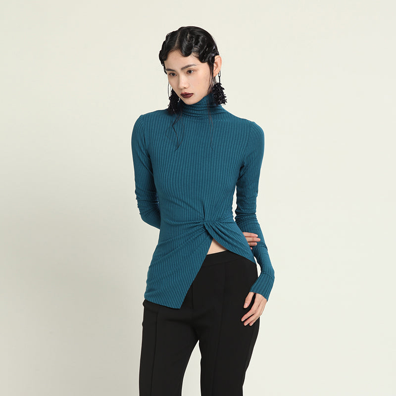 Knitted inner wool turtleneck top