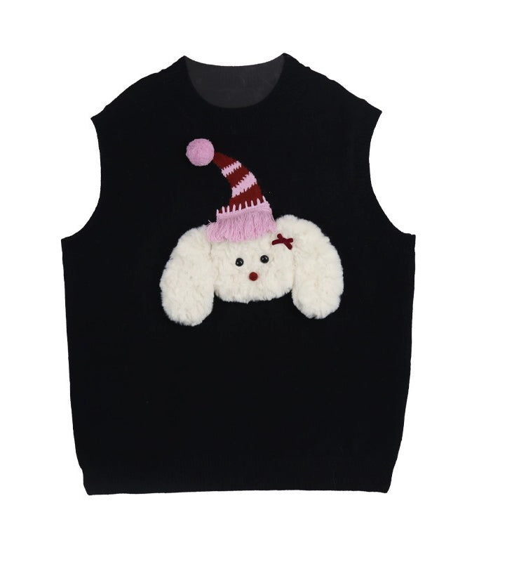 Christmas puppy vest knitted vest