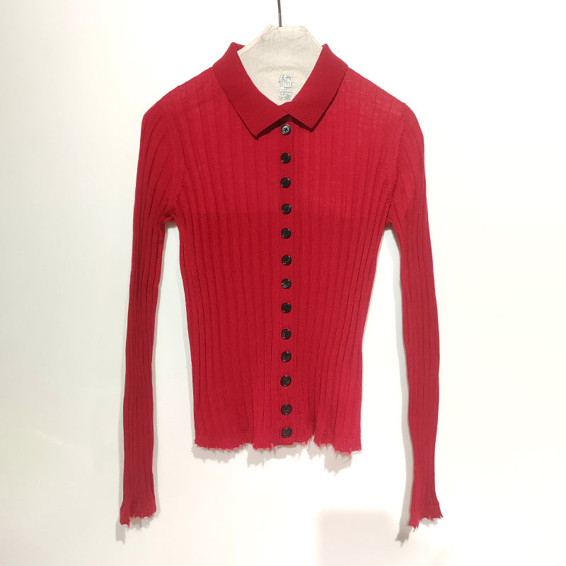 Tuoji slim long-sleeved wool knitted cardigan