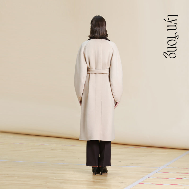 Three-dimensional arc long sleeve double-sided coat