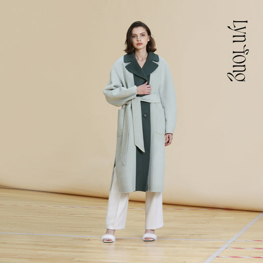 Three-dimensional arc long sleeve double-sided coat