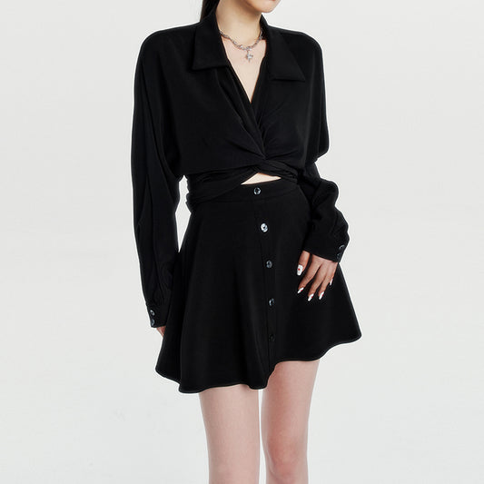 Slim Waist Kink Shirt Dress