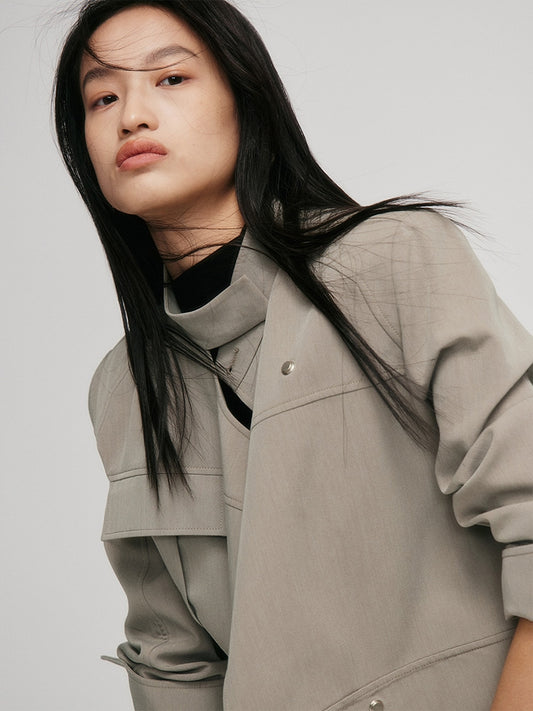 Three-dimensional stitching stand collar jacket