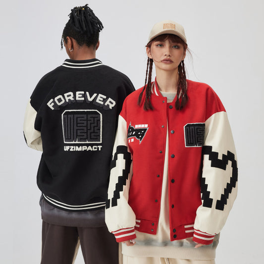 couple baseball uniform heavy jacket