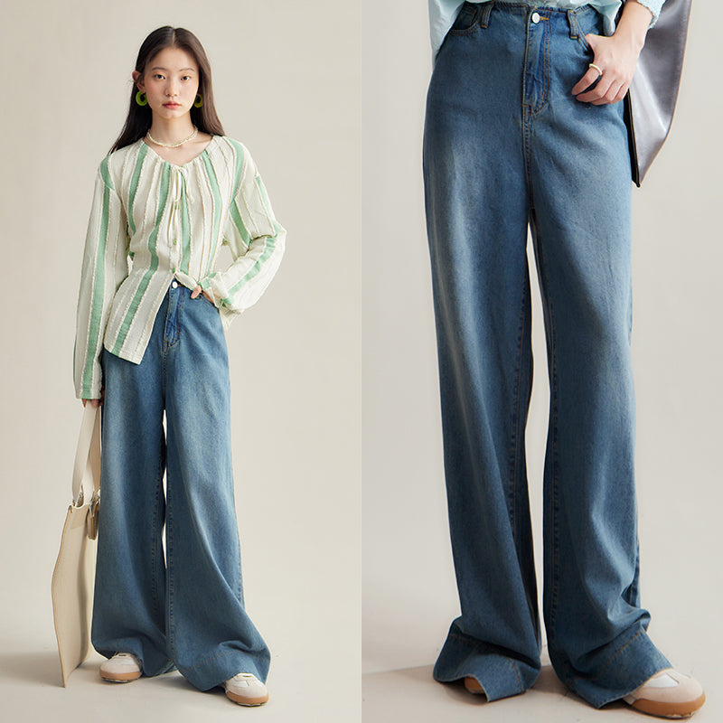 Retro blue wide leg jeans