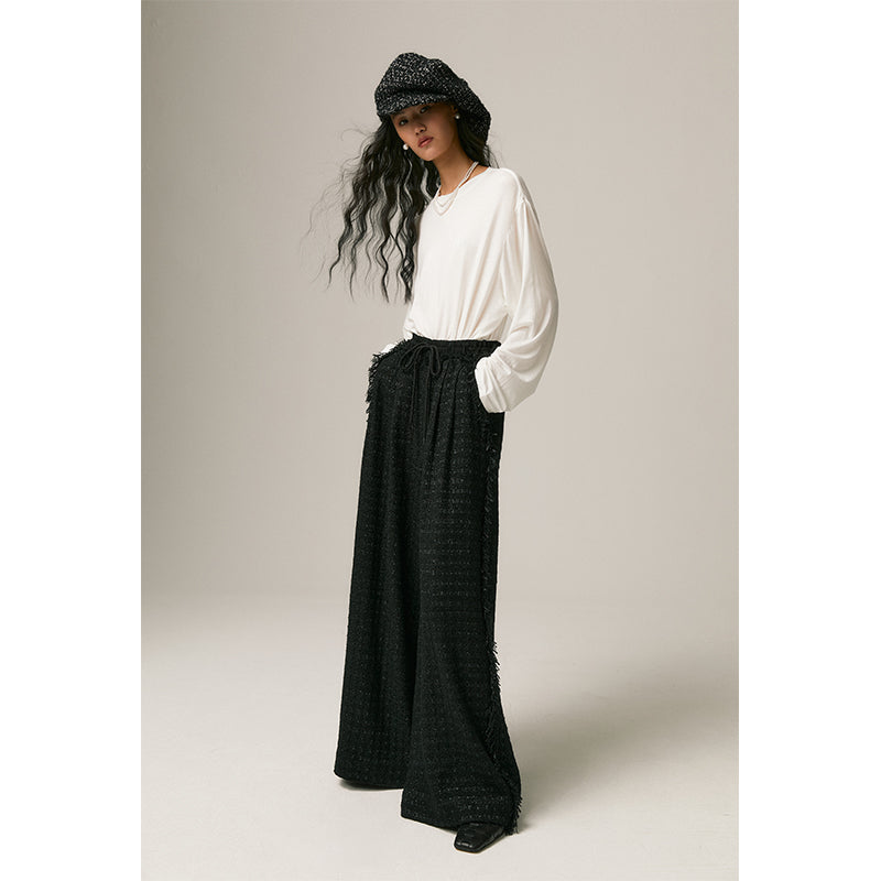 Tassel outwear and straight-leg pants