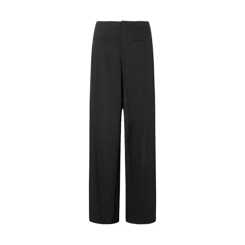 Pleated Black Drape Loose Wide Leg Pants