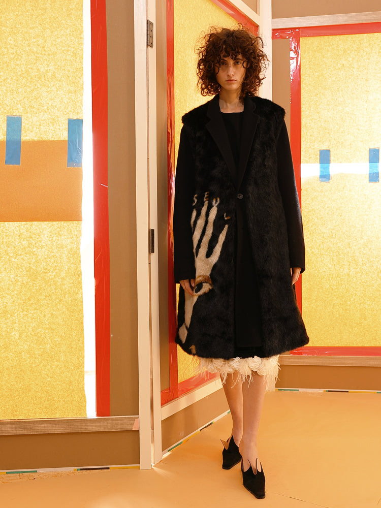 Simple black wool long coat