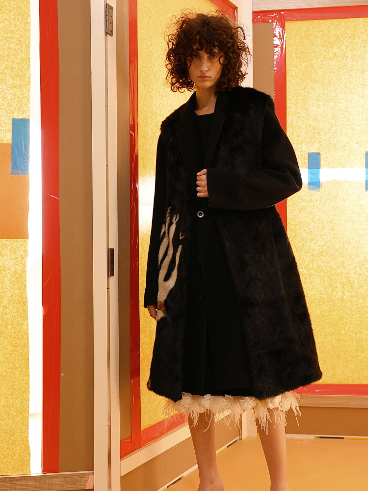 Simple black wool long coat