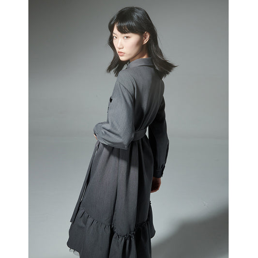 Asymmetrical Neckline Winter Dress