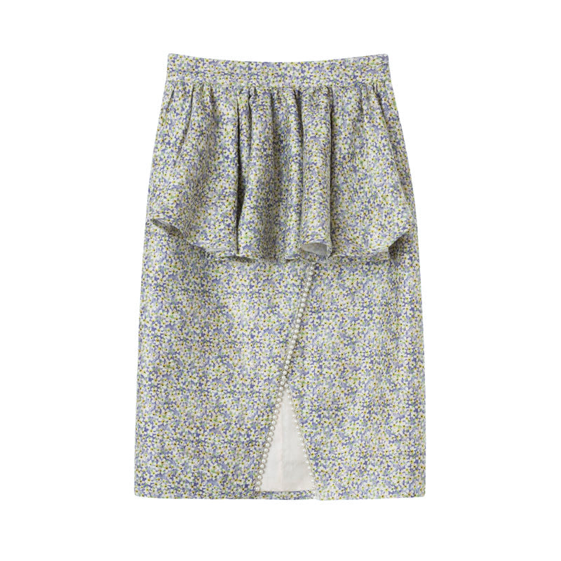 Jacquard fabric ruffled hip skirt