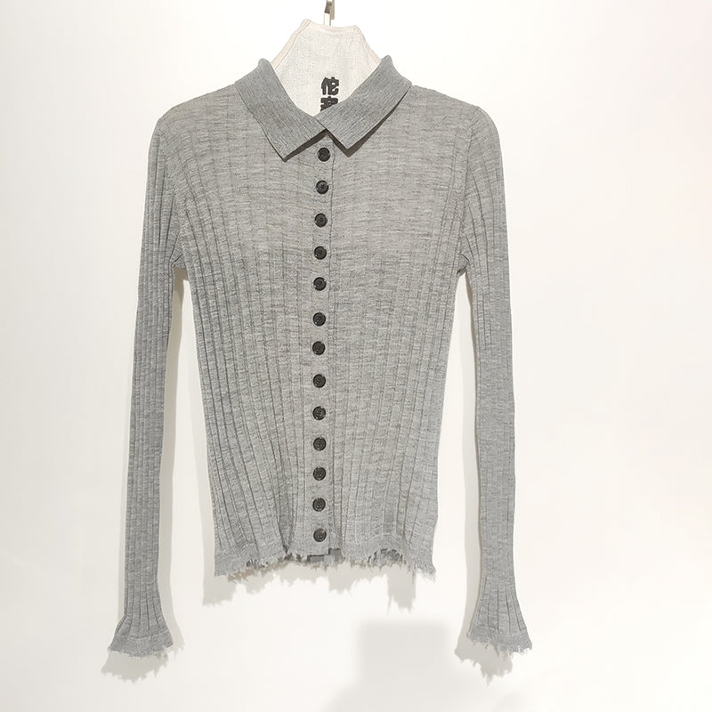 Tuoji slim long-sleeved wool knitted cardigan