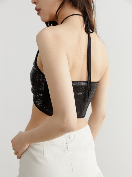 Black sequins all-match camisole