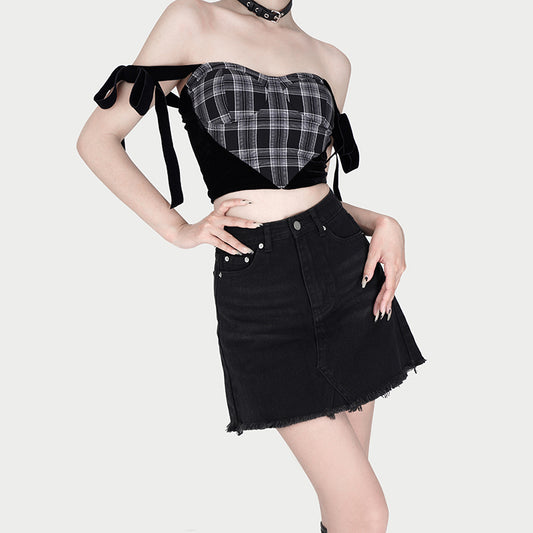 All-match high waist slim A-line skirt