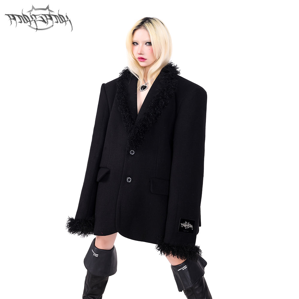 Shoulder pads wool black jacket