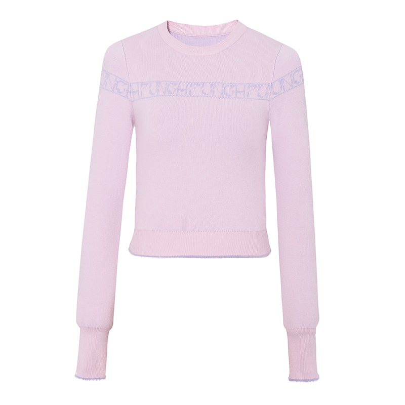 Round neck long-sleeved knitted top