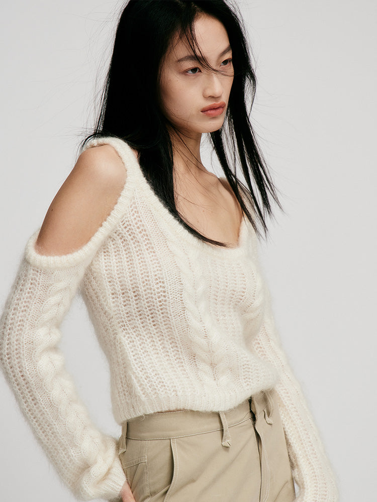 Mohair hazy natural hollow sweater