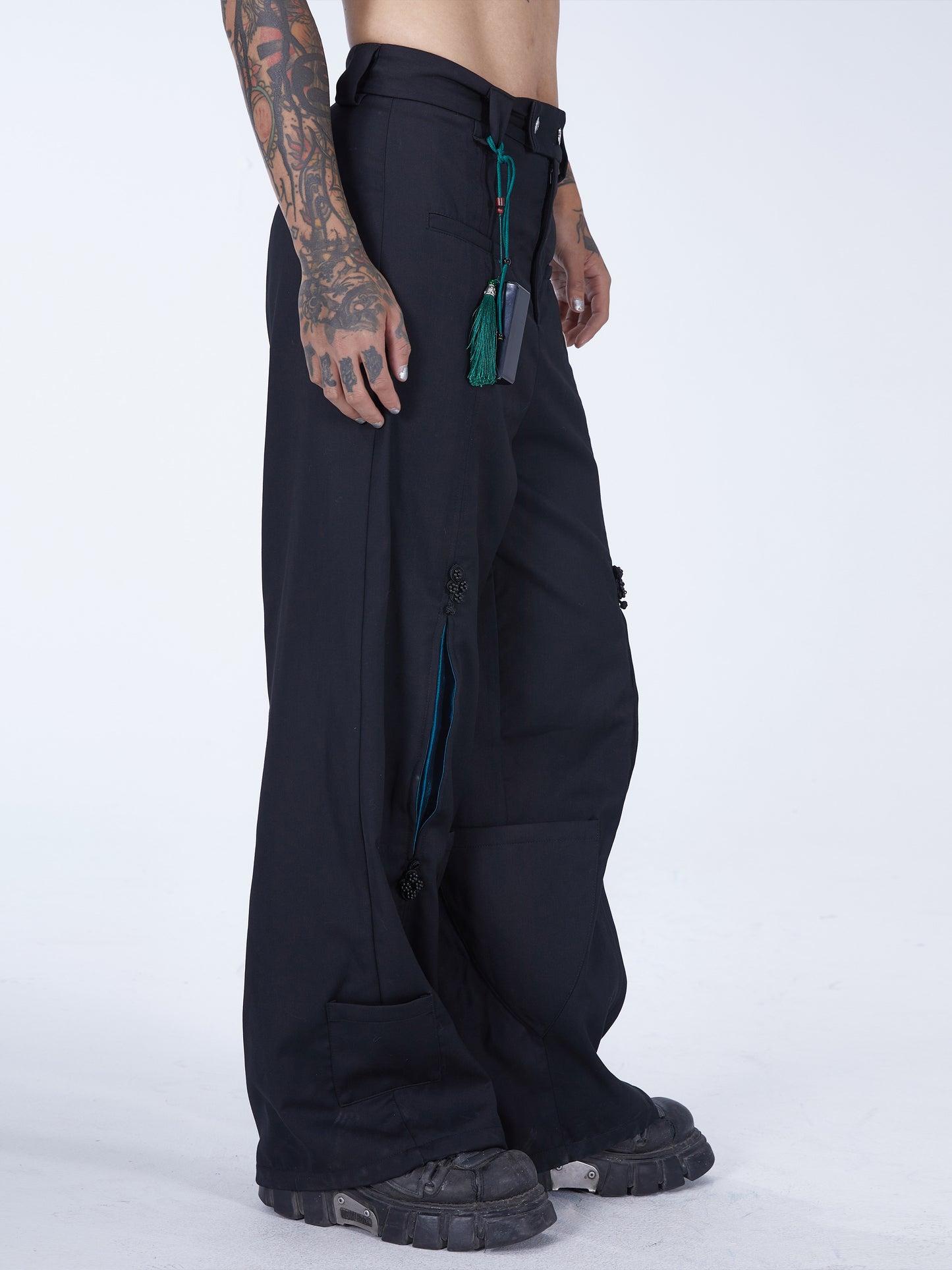 Chinese style wide-leg pants