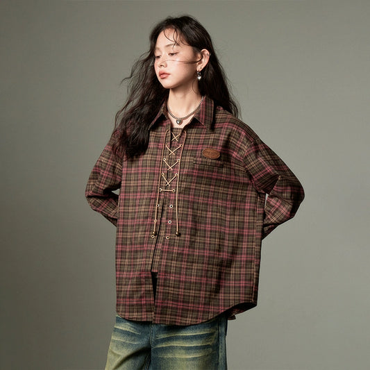 Retro Plaid Shirt Top_N81559