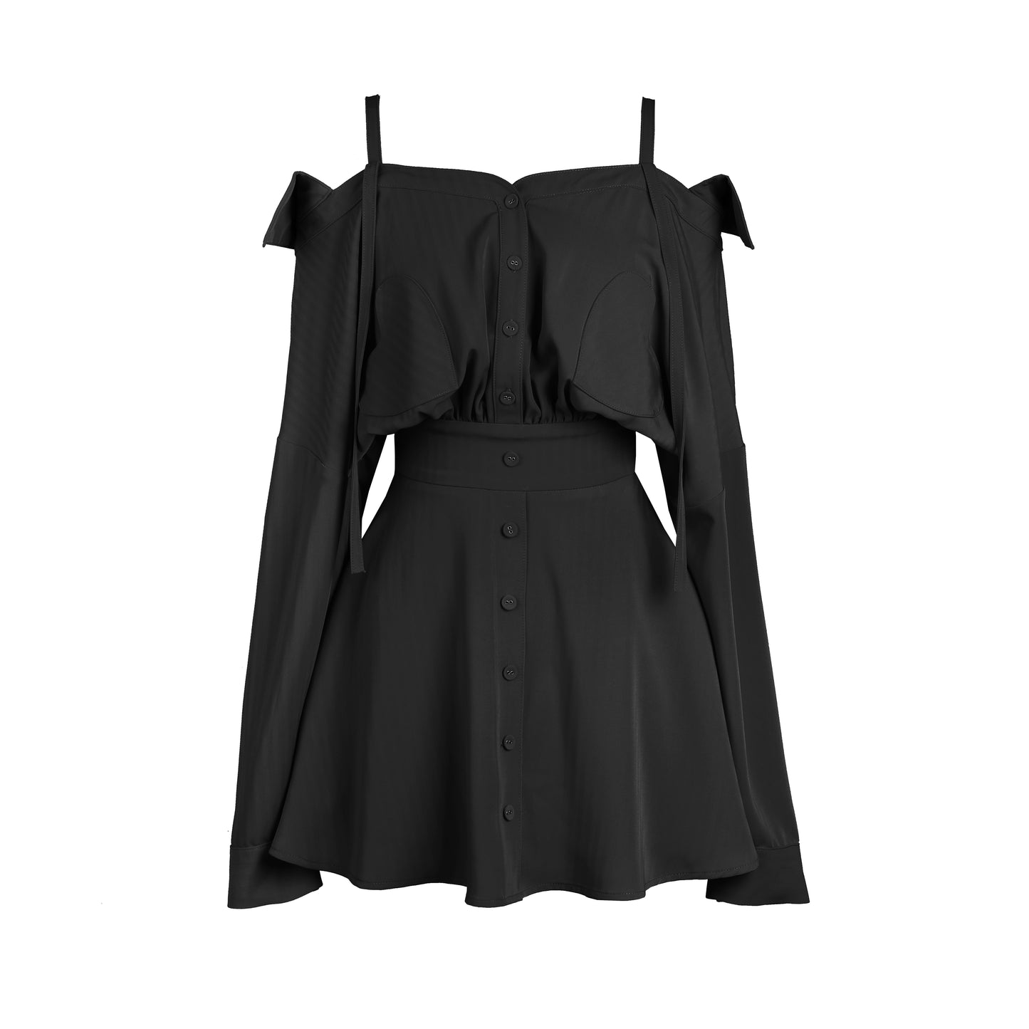 Long-sleeved suspender slimming dress