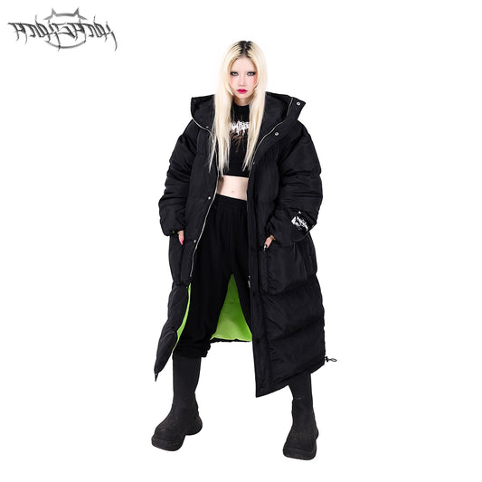 Devil cat ear concept hooded long down jacket