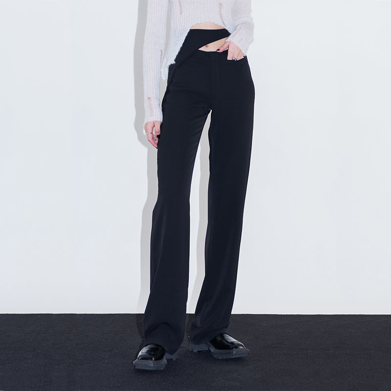 Double waist buckle loose pants